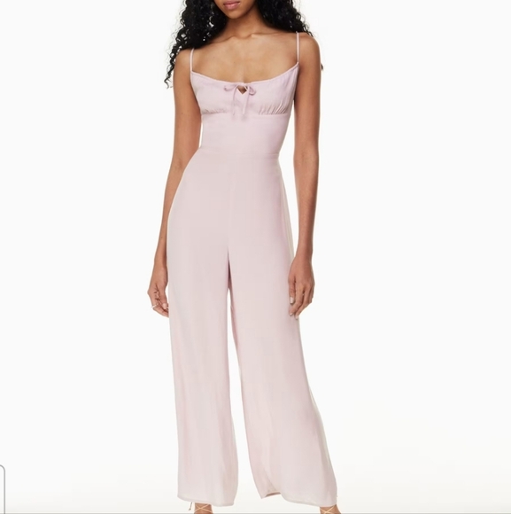 Wilfred Aritzia 'Bellow' Wide Leg Jumpsuit in Cloudy Lilac Womens size 6 Smocked - Picture 1 of 11
